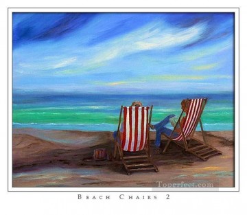 beach chairs Oil Paintings